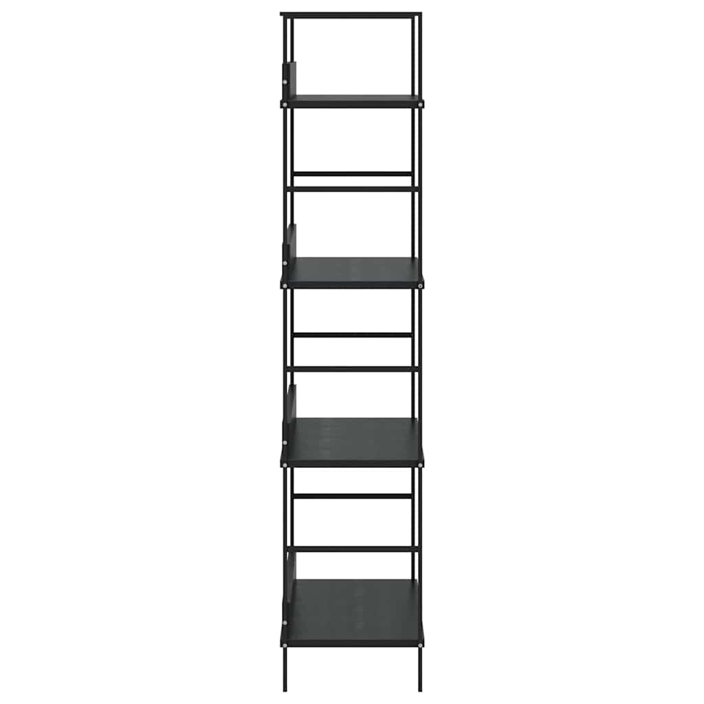 288222 vidaXL 4-Layer Book Shelf Black 60x27,6x124,5 cm Engineered Wood