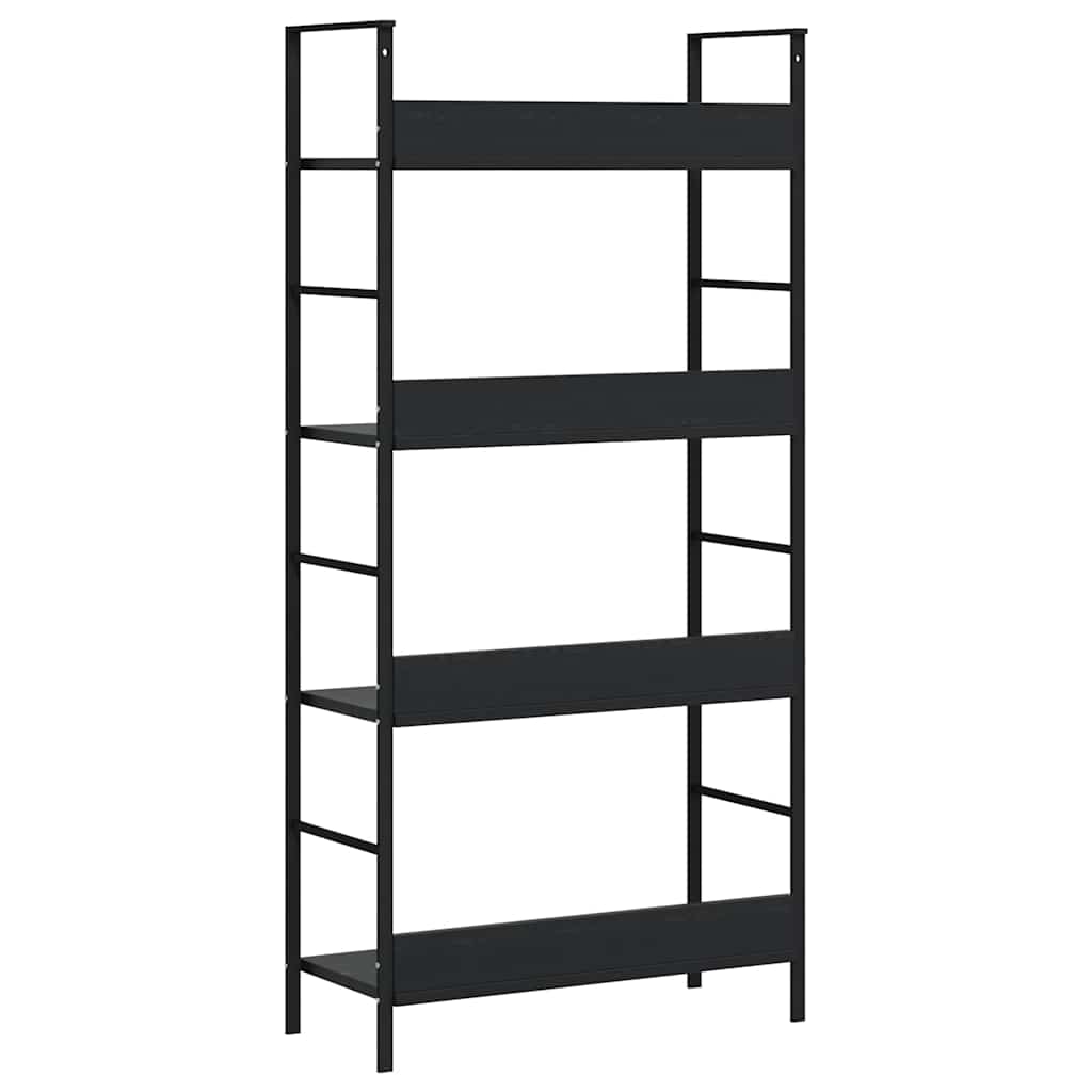 288222 vidaXL 4-Layer Book Shelf Black 60x27,6x124,5 cm Engineered Wood