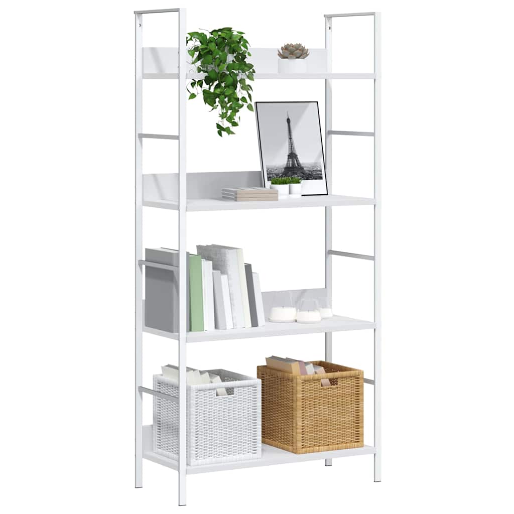 288224 vidaXL 4-Layer Book Shelf White 60x27,6x124,5 cm Engineered Wood