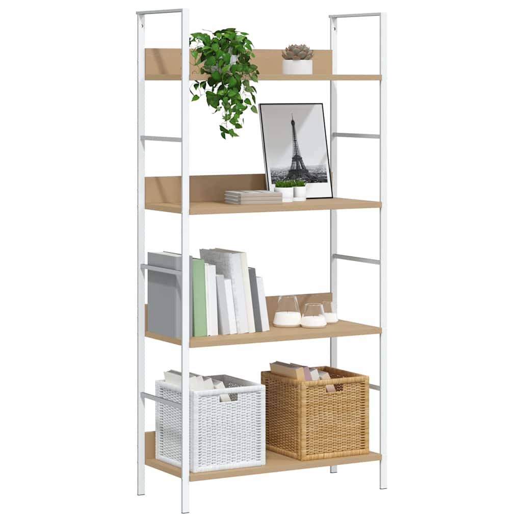 4-Layer Book Shelf Oak 60x27.6x124.5 cm Engineered Wood