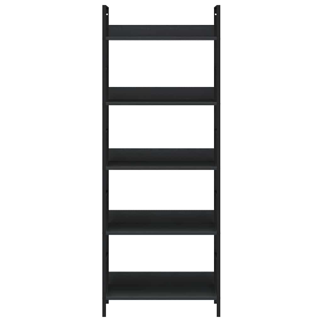 288226 vidaXL 5-Layer Book Shelf Black 60x27,6x158,5 cm Engineered Wood