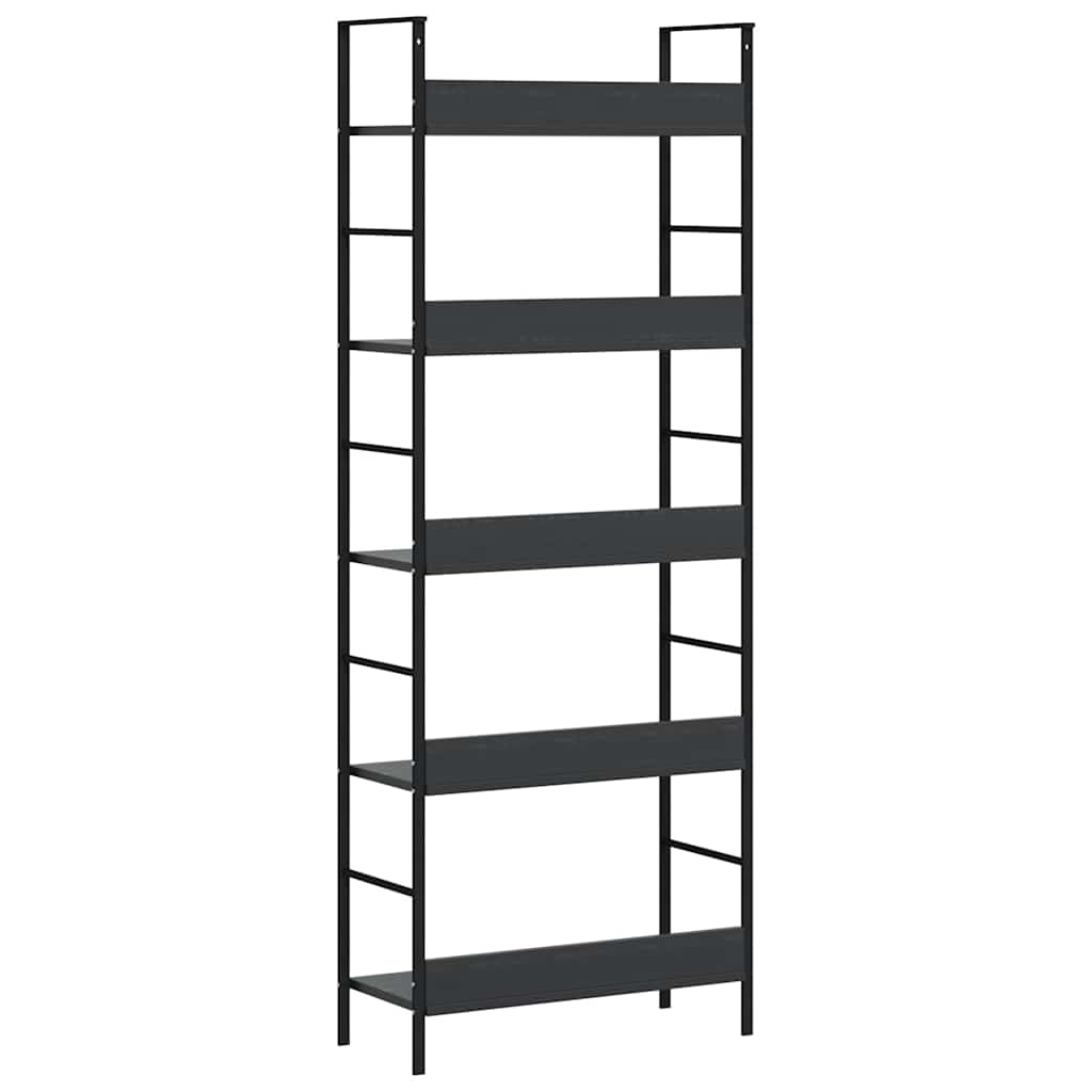 288226 vidaXL 5-Layer Book Shelf Black 60x27,6x158,5 cm Engineered Wood