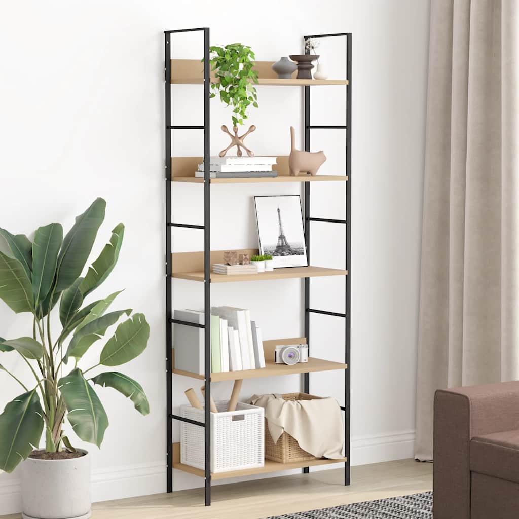 Shelf Cabinet | Oak and Black | Engineered Wood, Steel | Compact