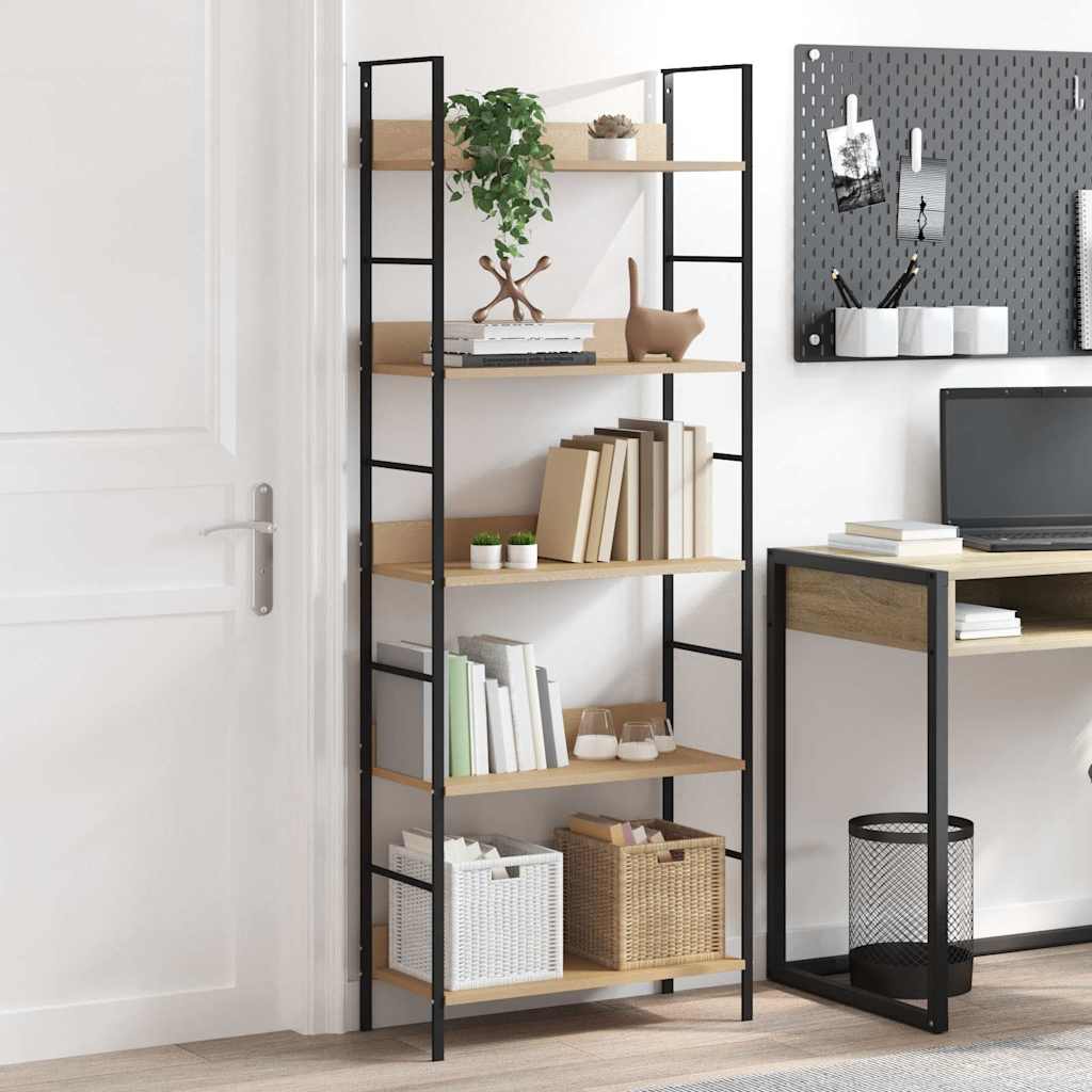 Shelf Cabinet | Oak and Black | Engineered Wood, Steel | Compact