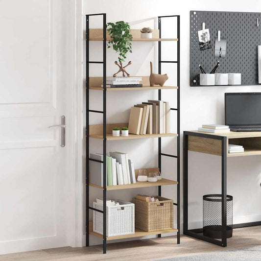 Shelf Cabinet | Oak and Black | Engineered Wood, Steel | Compact