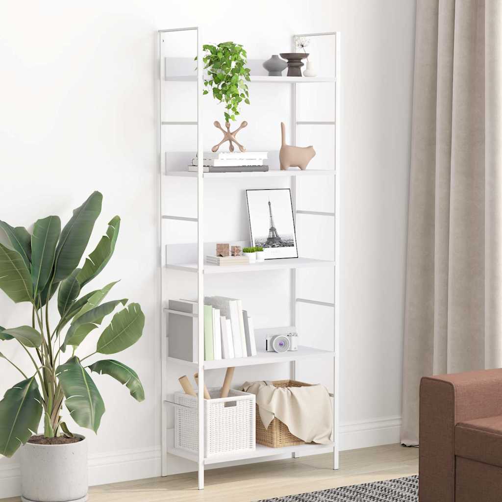 288228 vidaXL 5-Layer Book Shelf White 60x27,6x158,5 cm Engineered Wood