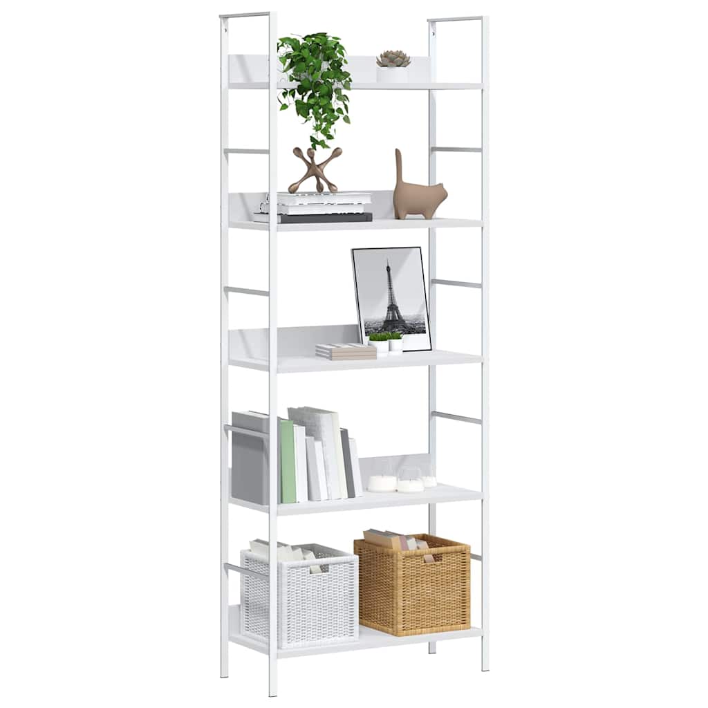 288228 vidaXL 5-Layer Book Shelf White 60x27,6x158,5 cm Engineered Wood