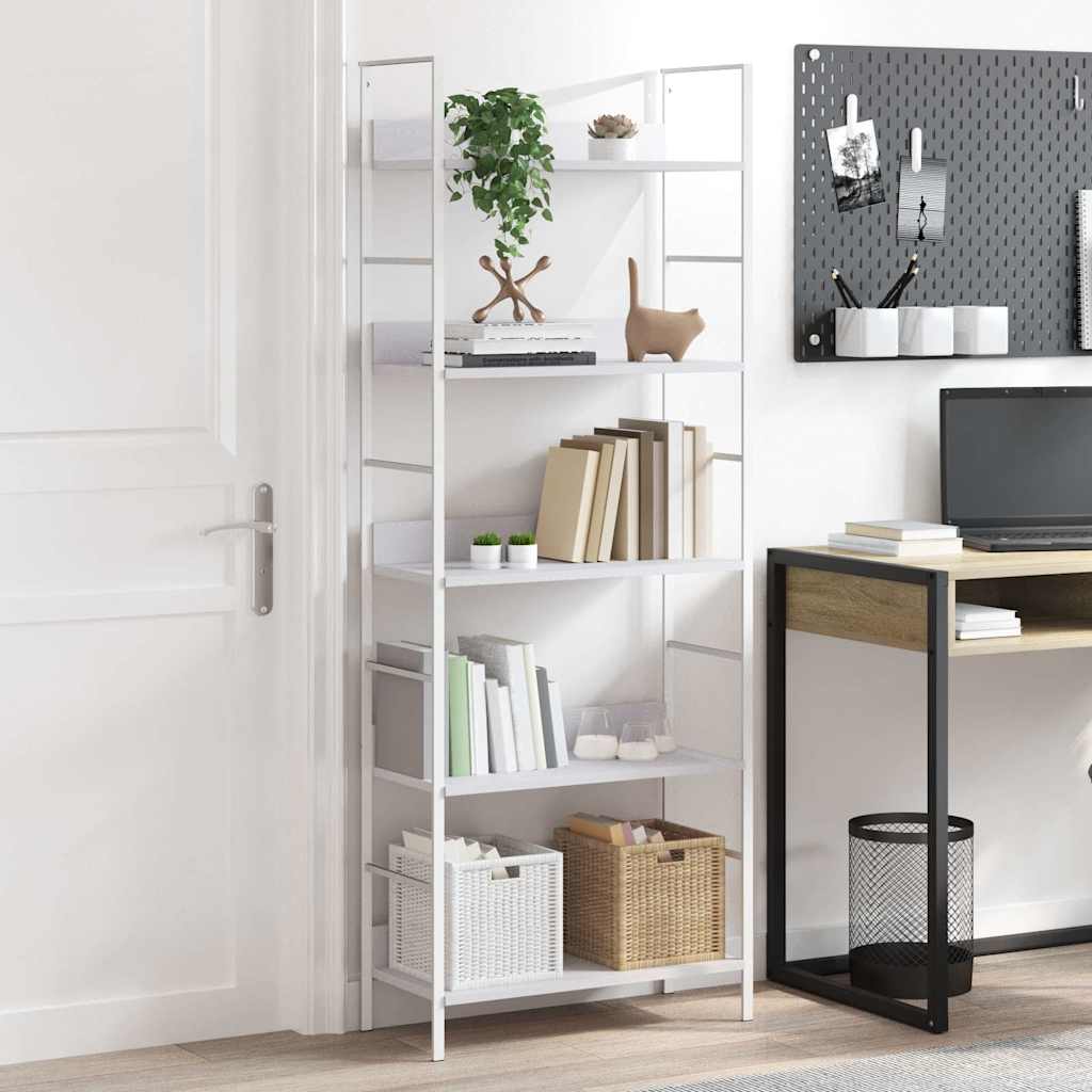 288228 vidaXL 5-Layer Book Shelf White 60x27,6x158,5 cm Engineered Wood