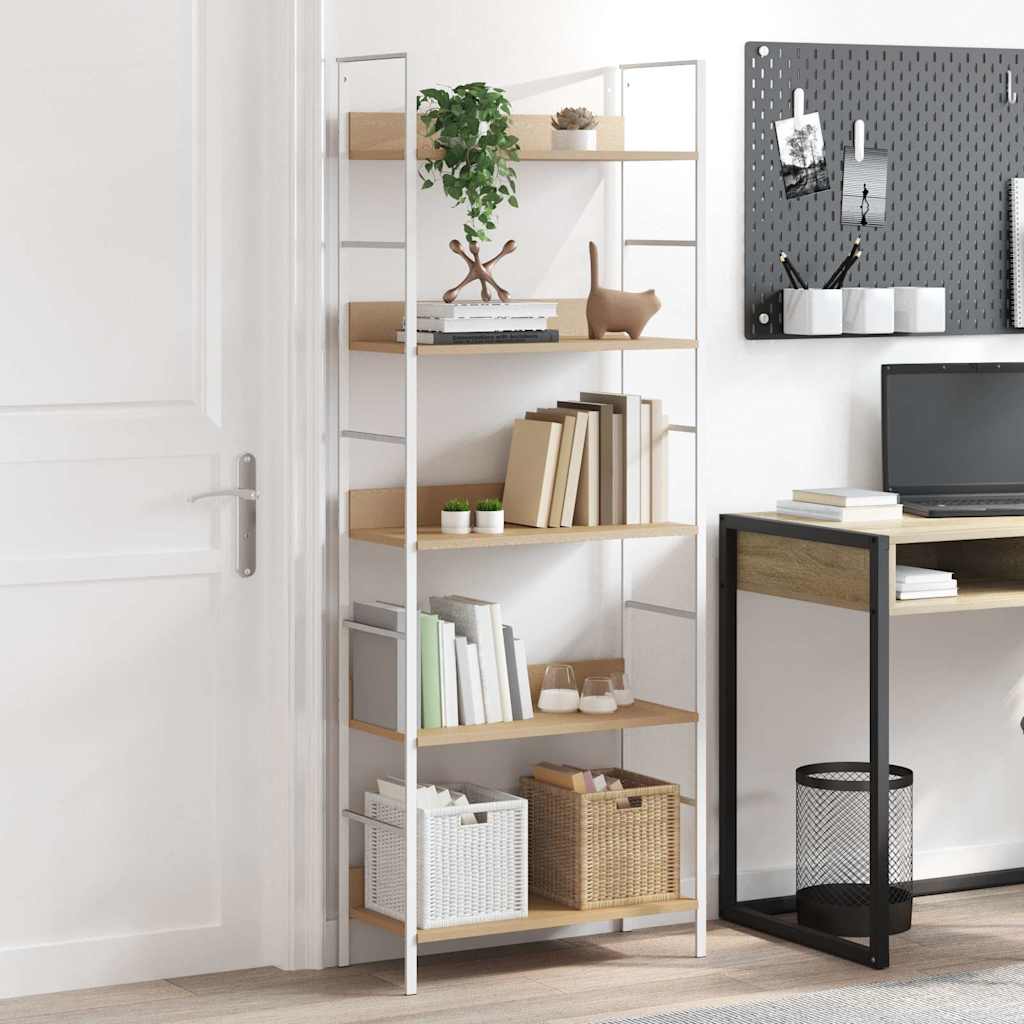 288229 vidaXL 5-Layer Book Shelf Oak 60x27,6x158,5 cm Engineered Wood