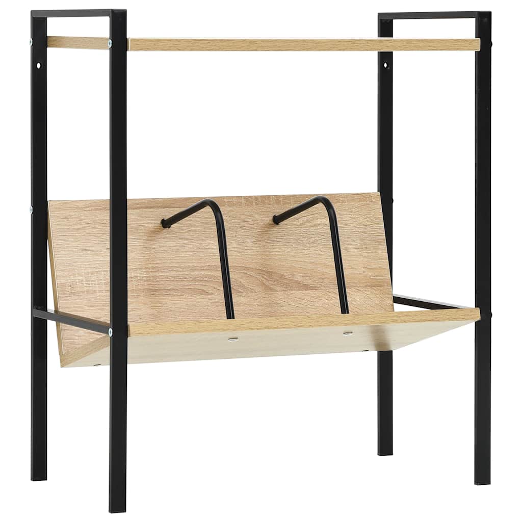 288231 vidaXL 2-Layer Book Shelf Black and Oak 52x28x59 cm Engineered Wood