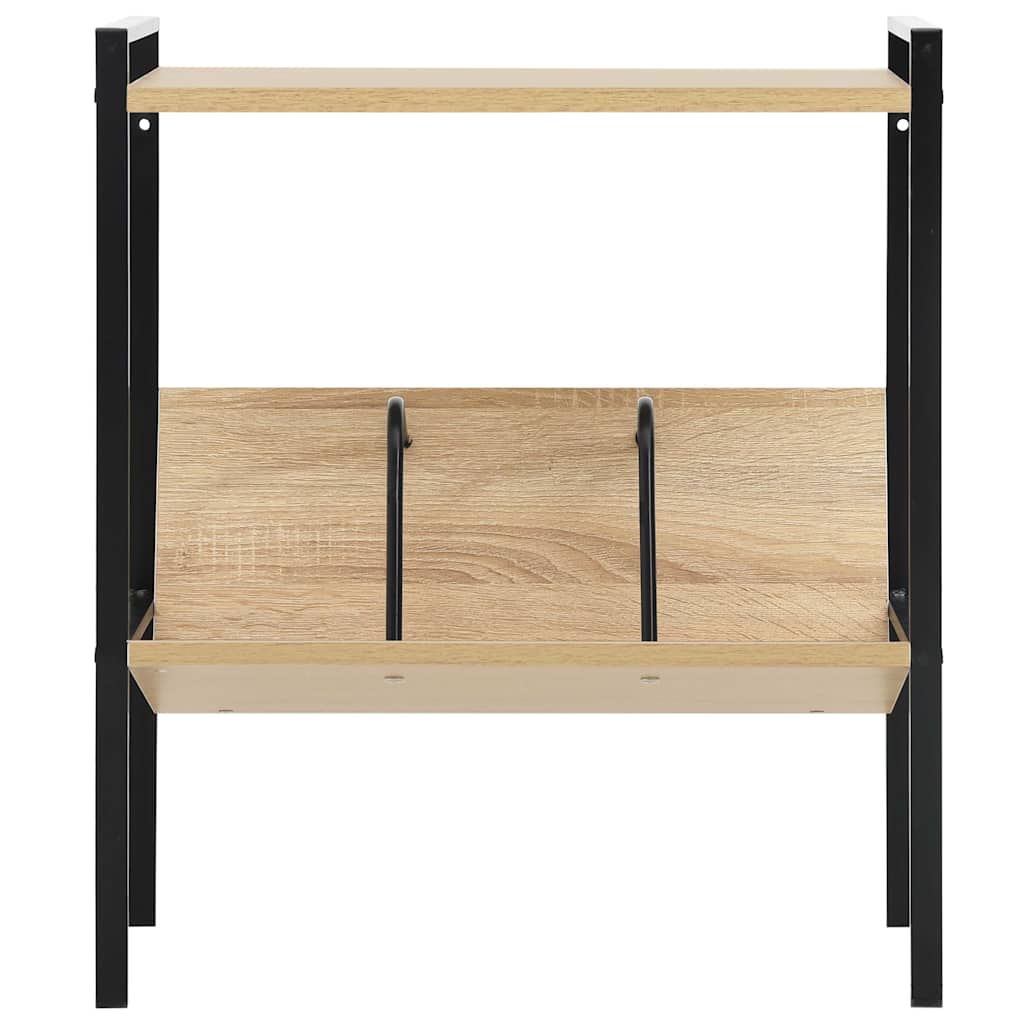 288231 vidaXL 2-Layer Book Shelf Black and Oak 52x28x59 cm Engineered Wood
