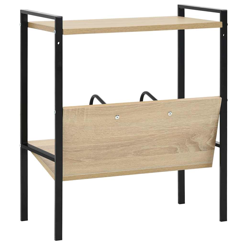 288231 vidaXL 2-Layer Book Shelf Black and Oak 52x28x59 cm Engineered Wood