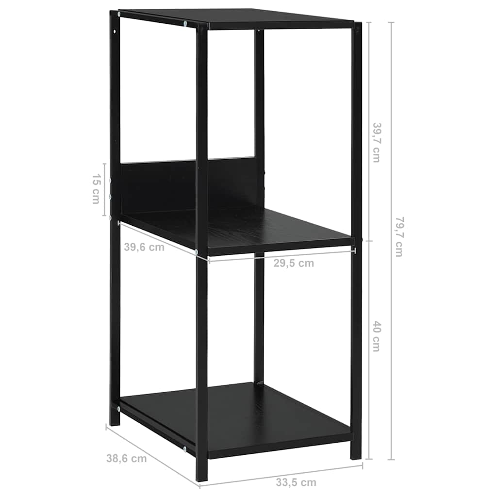 288232 vidaXL Small Straight Book Shelf Black 33,5x39,6x79,7 cm Engineered Wood