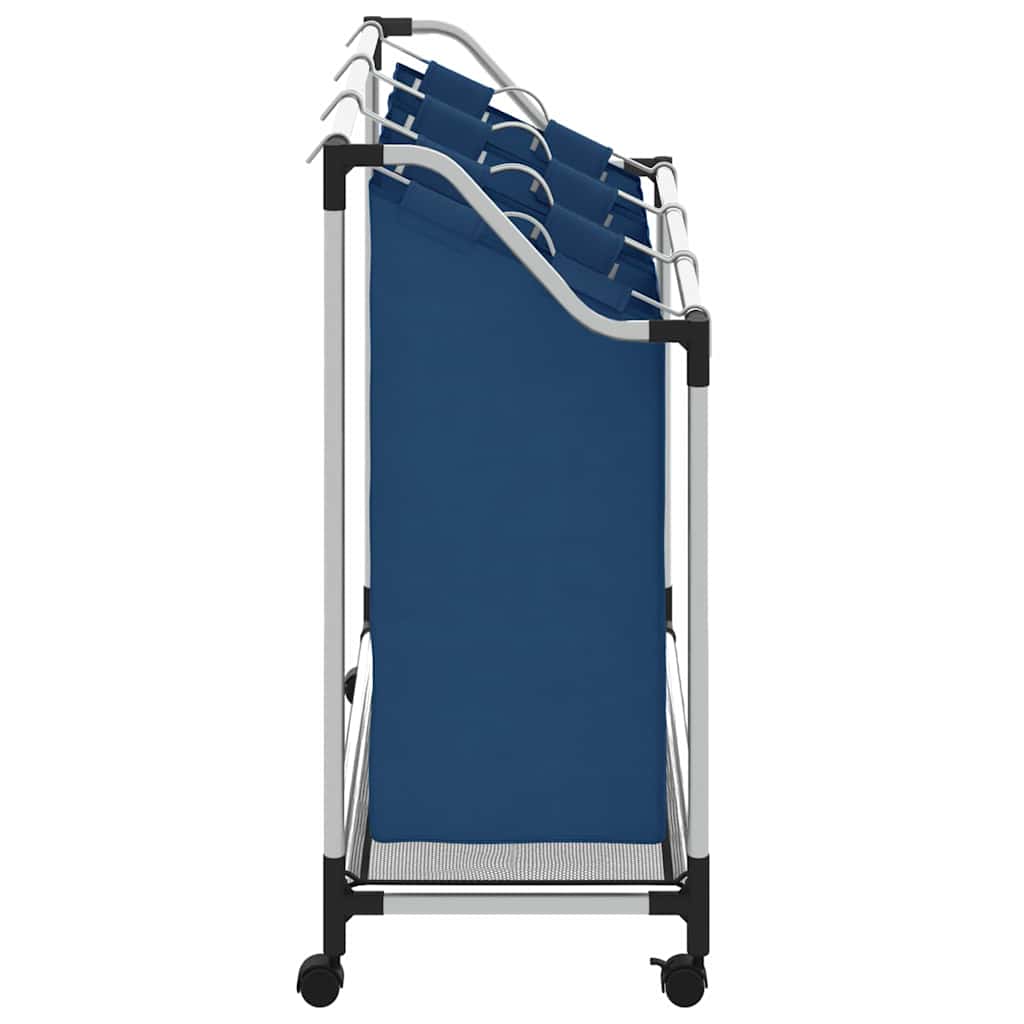 288331 vidaXL Laundry Sorter with 3 Bags Blue Steel