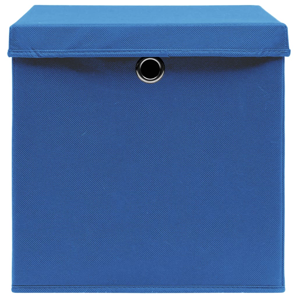 vidaXL Storage Boxes with Lids 4 pcs Blue 32x32x32 cm Fabric