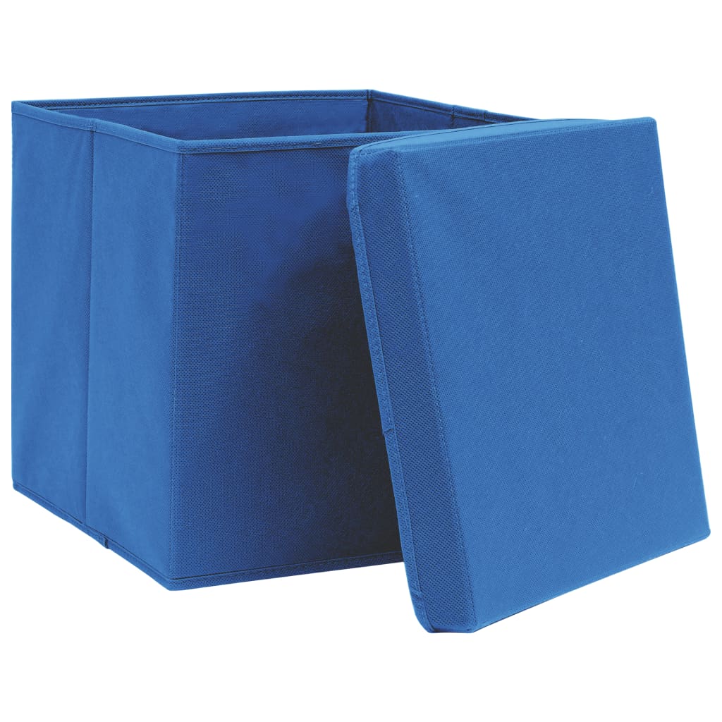 vidaXL Storage Boxes with Lids 4 pcs Blue 32x32x32 cm Fabric