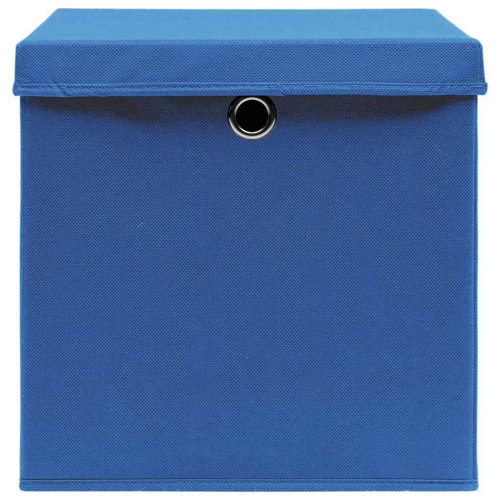 vidaXL Storage Boxes with Lids 10 pcs Blue 32x32x32 cm Fabric