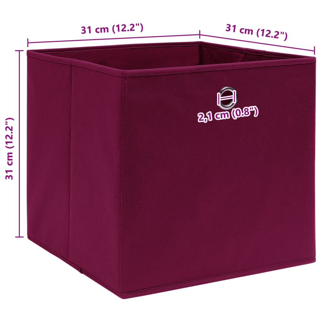 Storage Boxes 10 pcs Dark Red 32x32x32 cm Fabric