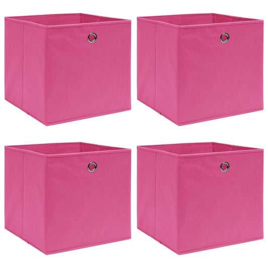Storage Box | Set of 4 | Pink | Non-woven fabric (100% polyester)