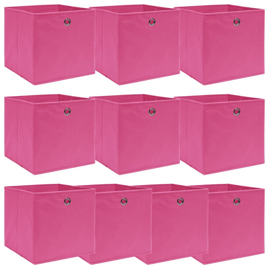 Storage Boxes 10 pcs Pink 32x32x32 cm Fabric