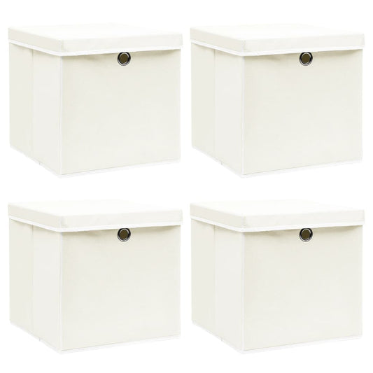Storage Box | Set of 4 | White | Non-woven fabric (100% polyester)