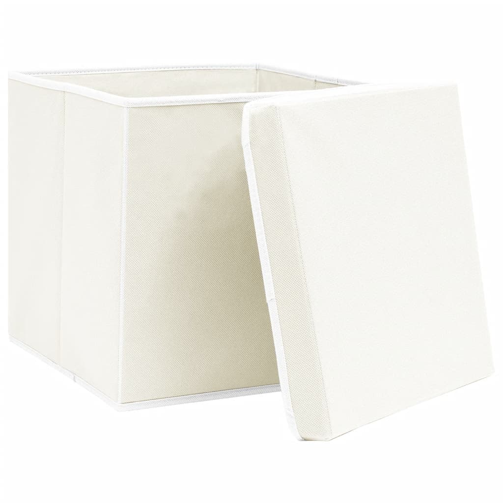 Storage Boxes with Lids 4 pcs White 32x32x32 cm Fabric