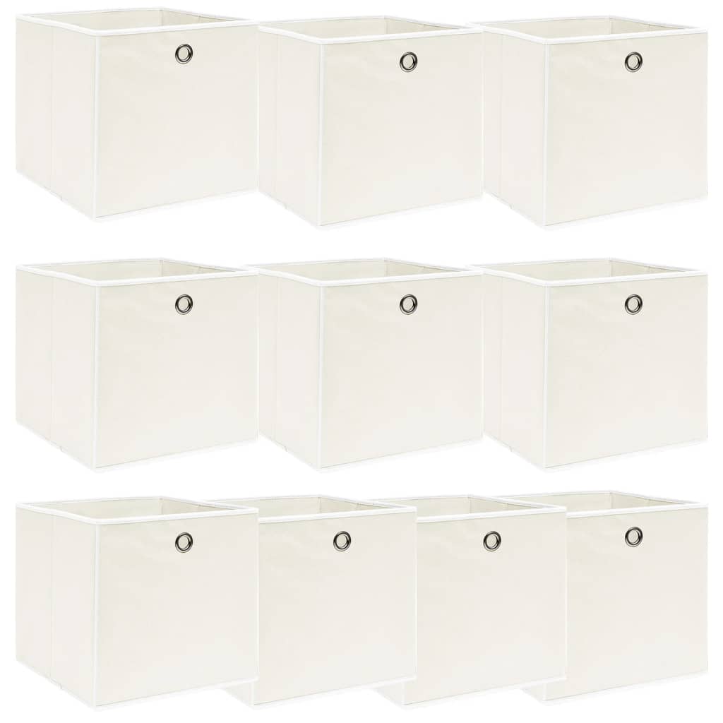 vidaXL Storage Boxes 10 pcs White 32x32x32 cm Fabric