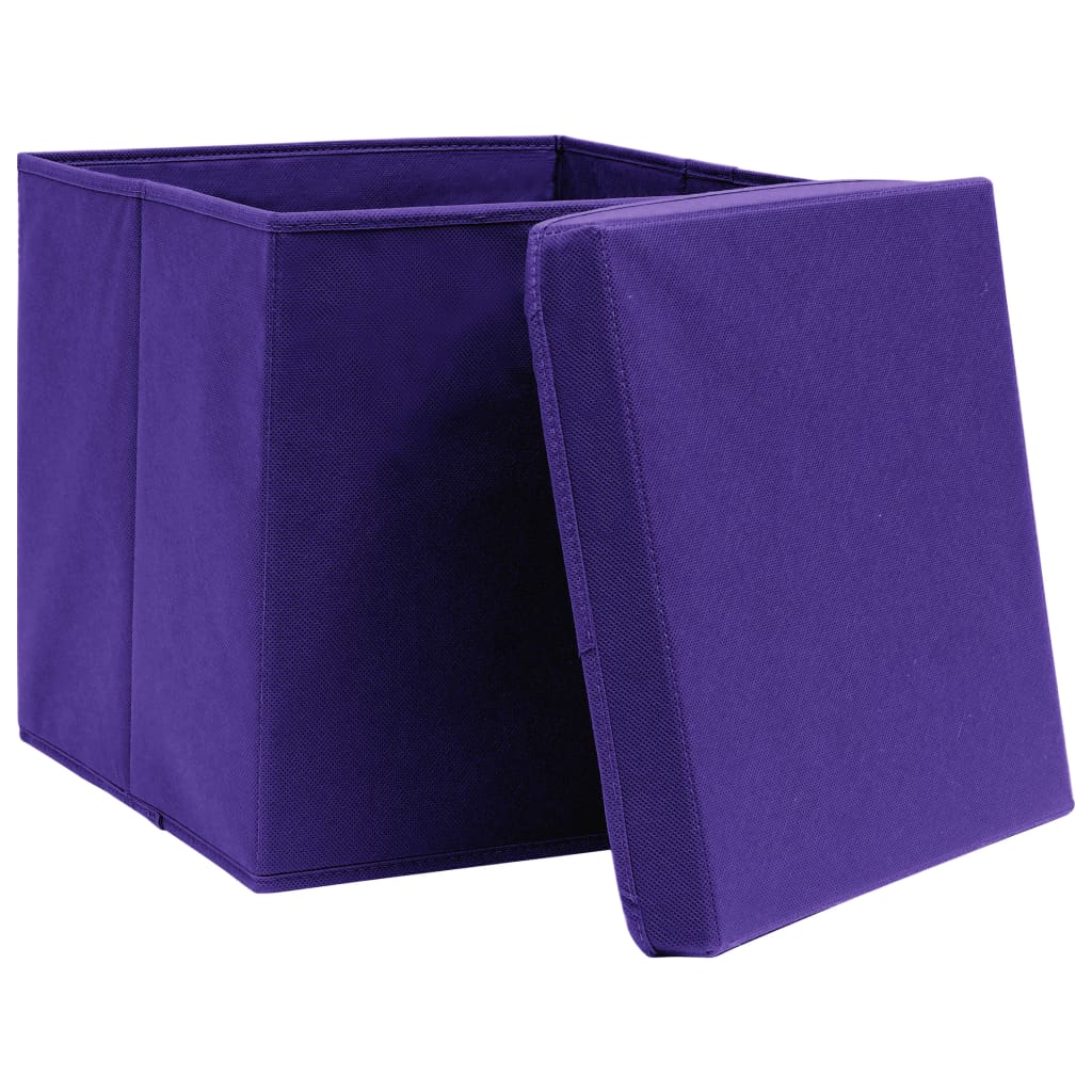 vidaXL Storage Boxes with Lids 4 pcs Purple 32x32x32 cm Fabric