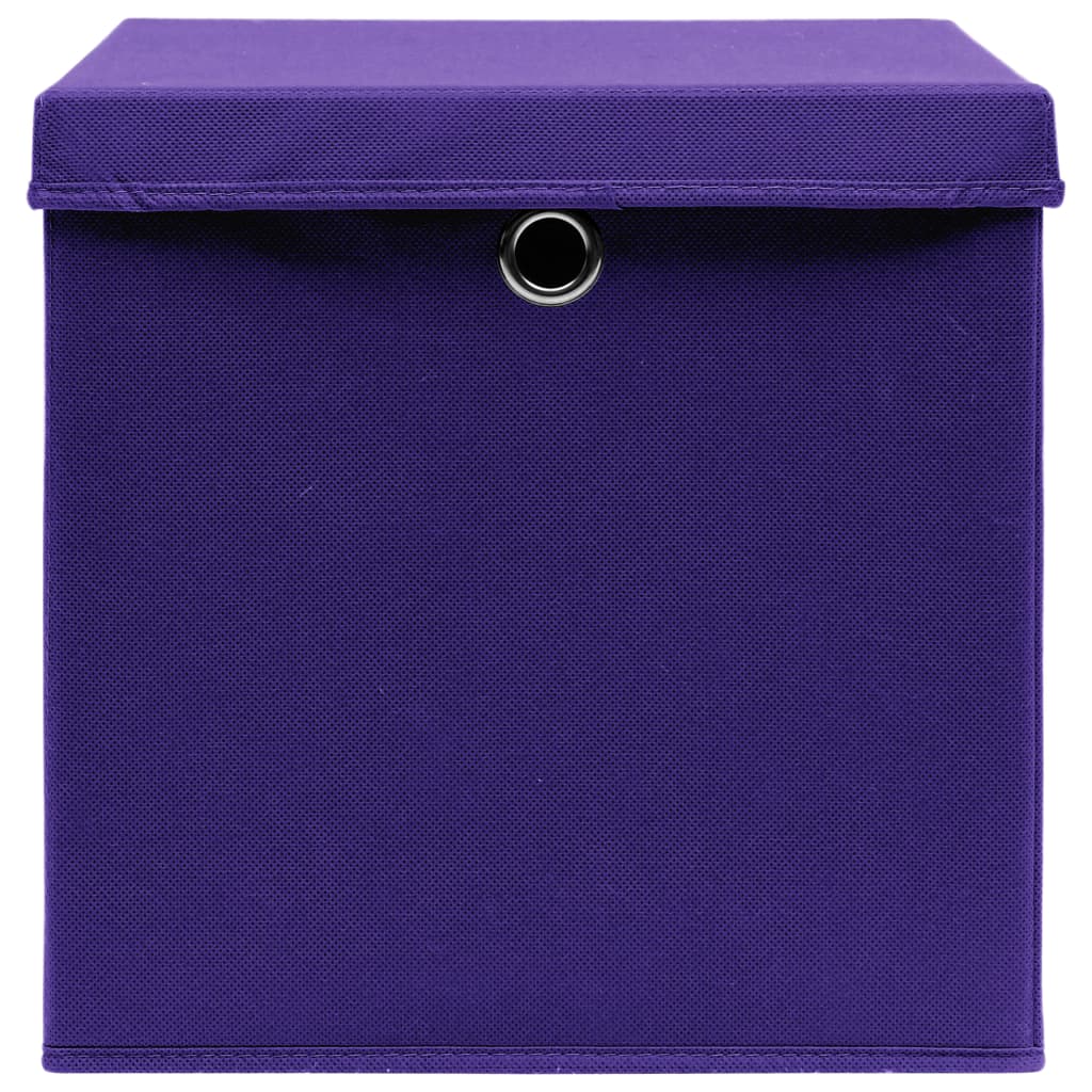 vidaXL Storage Boxes with Lids 4 pcs Purple 32x32x32 cm Fabric