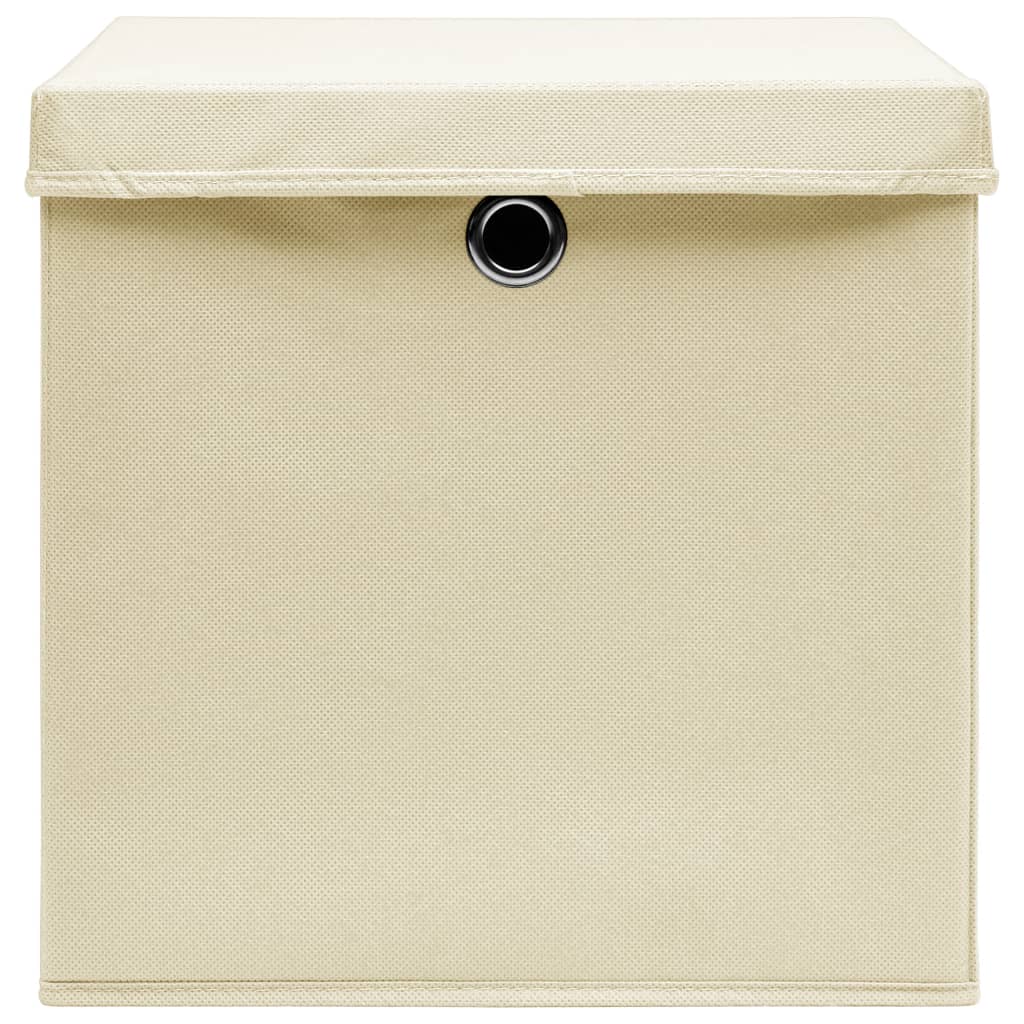 Storage Boxes with Lid 4 pcs Cream 32x32x32 cm Fabric