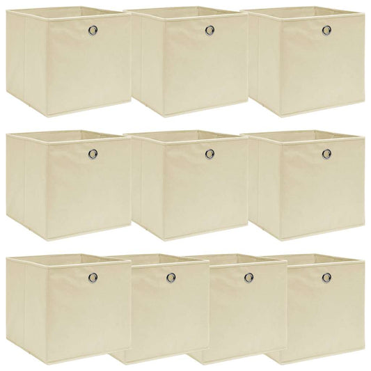 Storage Boxes 10 pcs Cream 32x32x32 cm Fabric