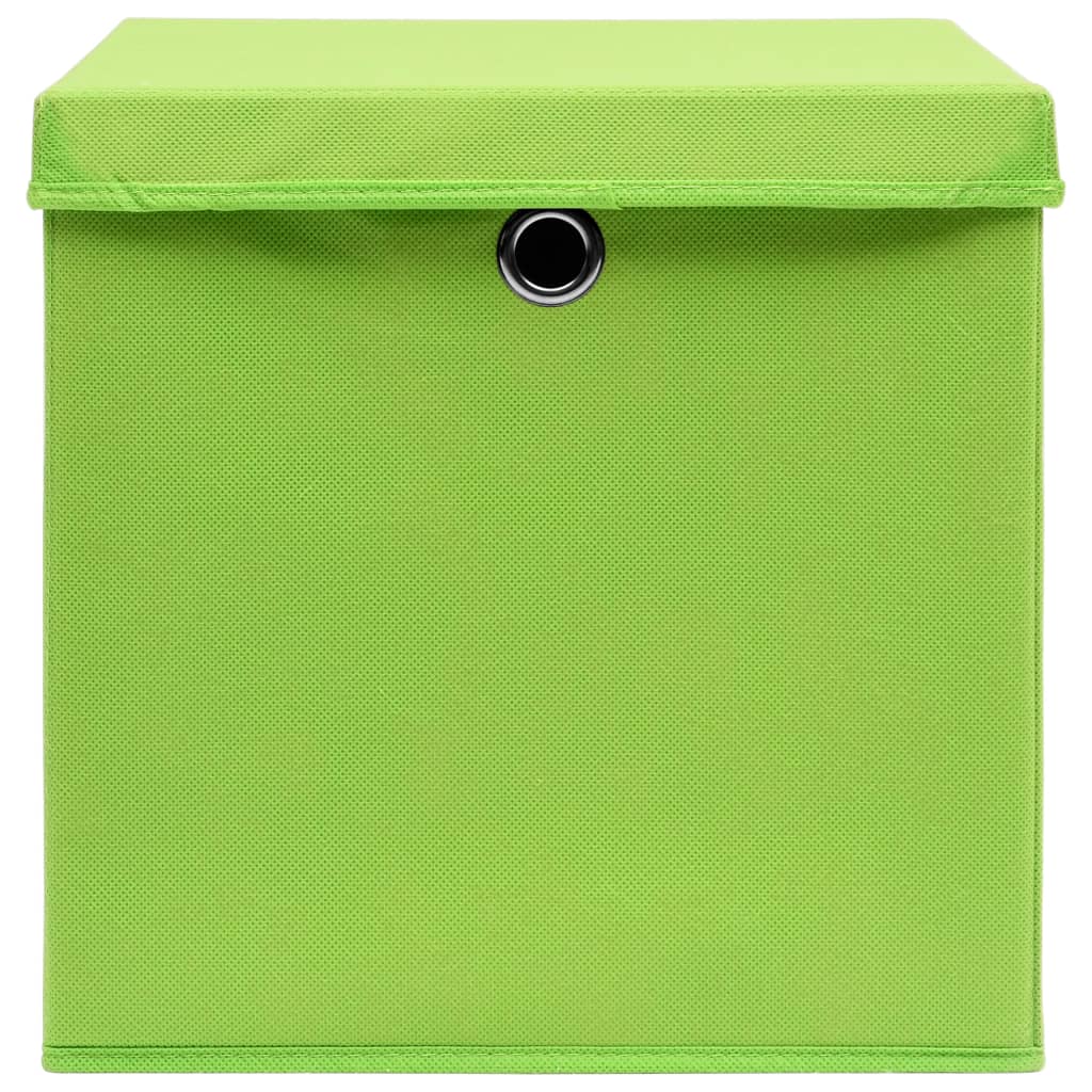 vidaXL Storage Boxes with Lids 4 pcs Green 32x32x32 cm Fabric