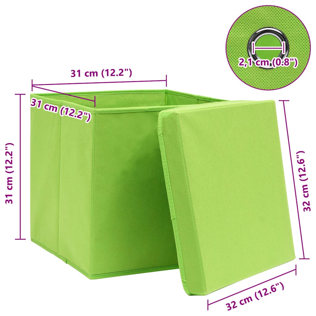 Storage Box | Set of 10 | Green | Non-woven fabric (100% polyester)