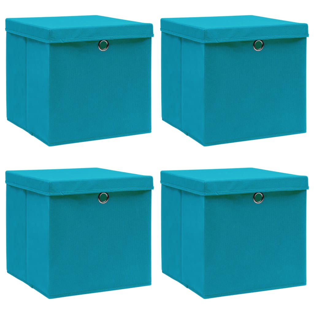 vidaXL Storage Boxes with Lids 4 pcs Baby Blue 32x32x32 cm Fabric