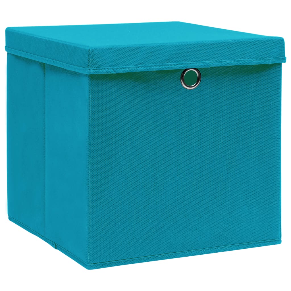 vidaXL Storage Boxes with Lids 4 pcs Baby Blue 32x32x32 cm Fabric