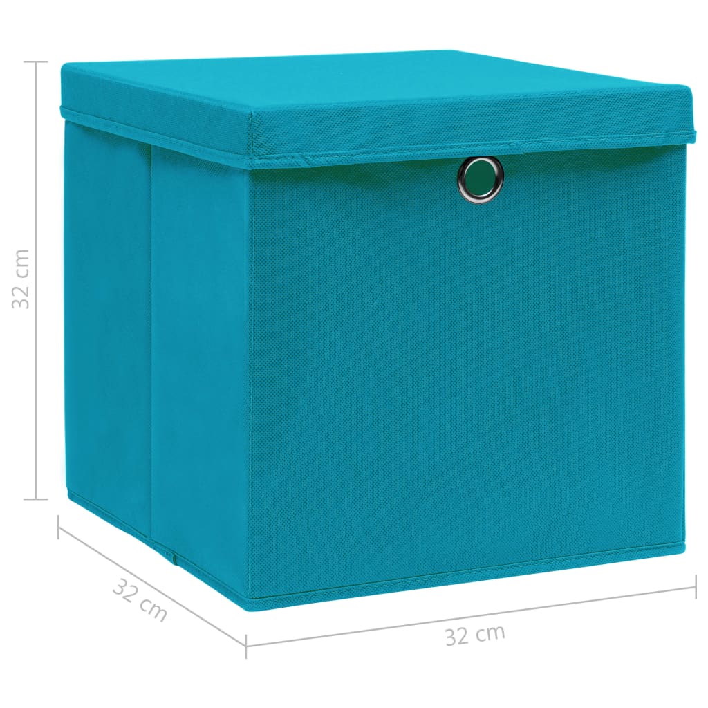 vidaXL Storage Boxes with Lids 4 pcs Baby Blue 32x32x32 cm Fabric