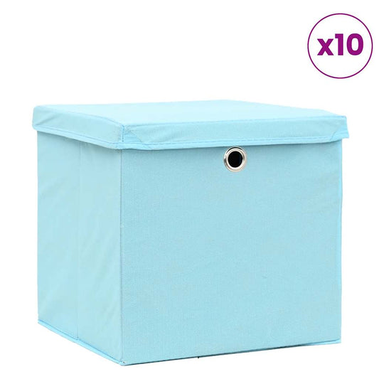 Storage Box | Set of 10 | Baby Blue | Non-woven fabric (100% polyester)