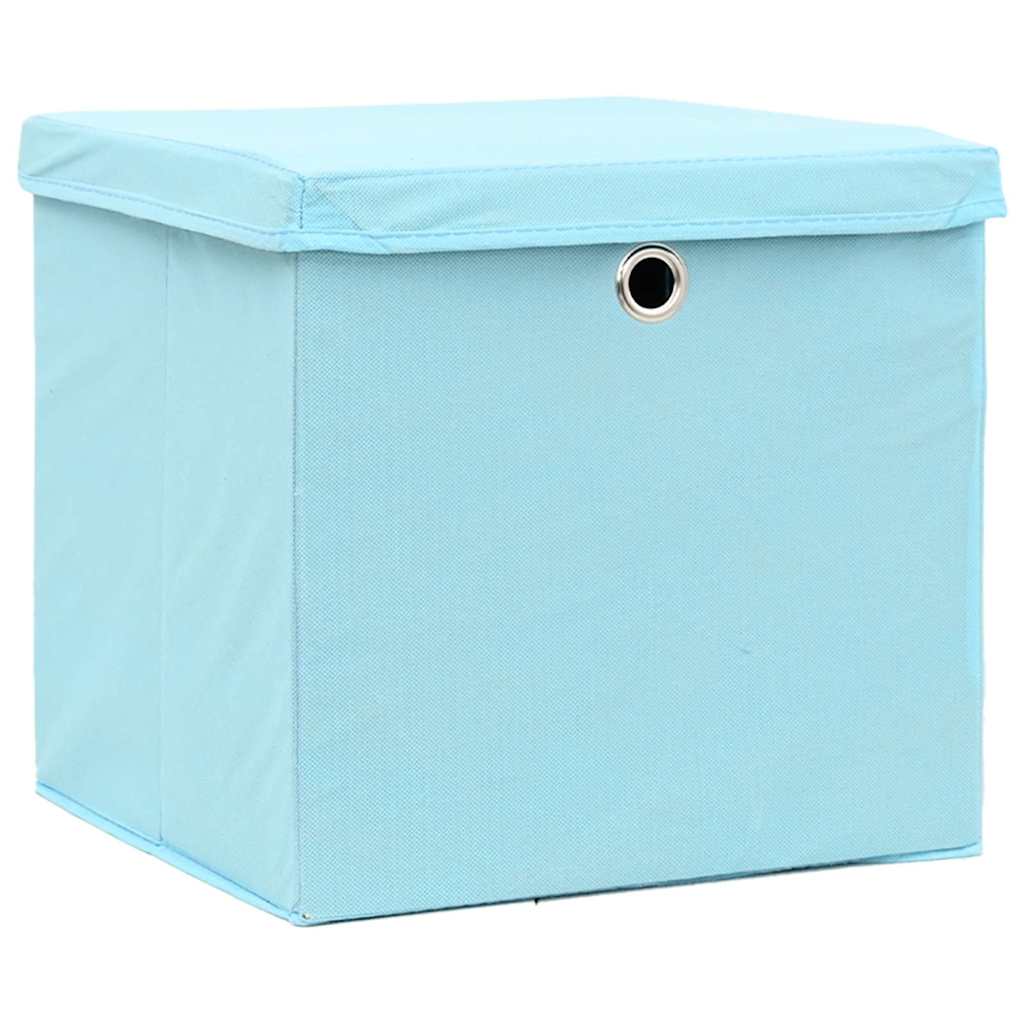 Storage Boxes with Lids 10 pcs Baby Blue 32x32x32 cm Fabric