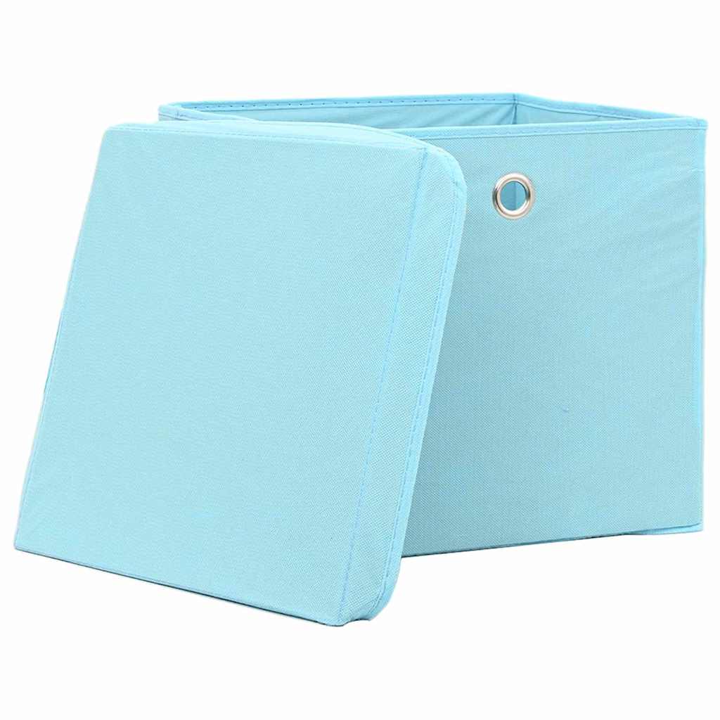 Storage Boxes with Lids 10 pcs Baby Blue 32x32x32 cm Fabric