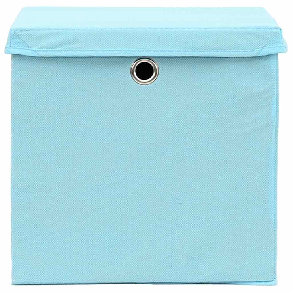 Storage Boxes with Lids 10 pcs Baby Blue 32x32x32 cm Fabric