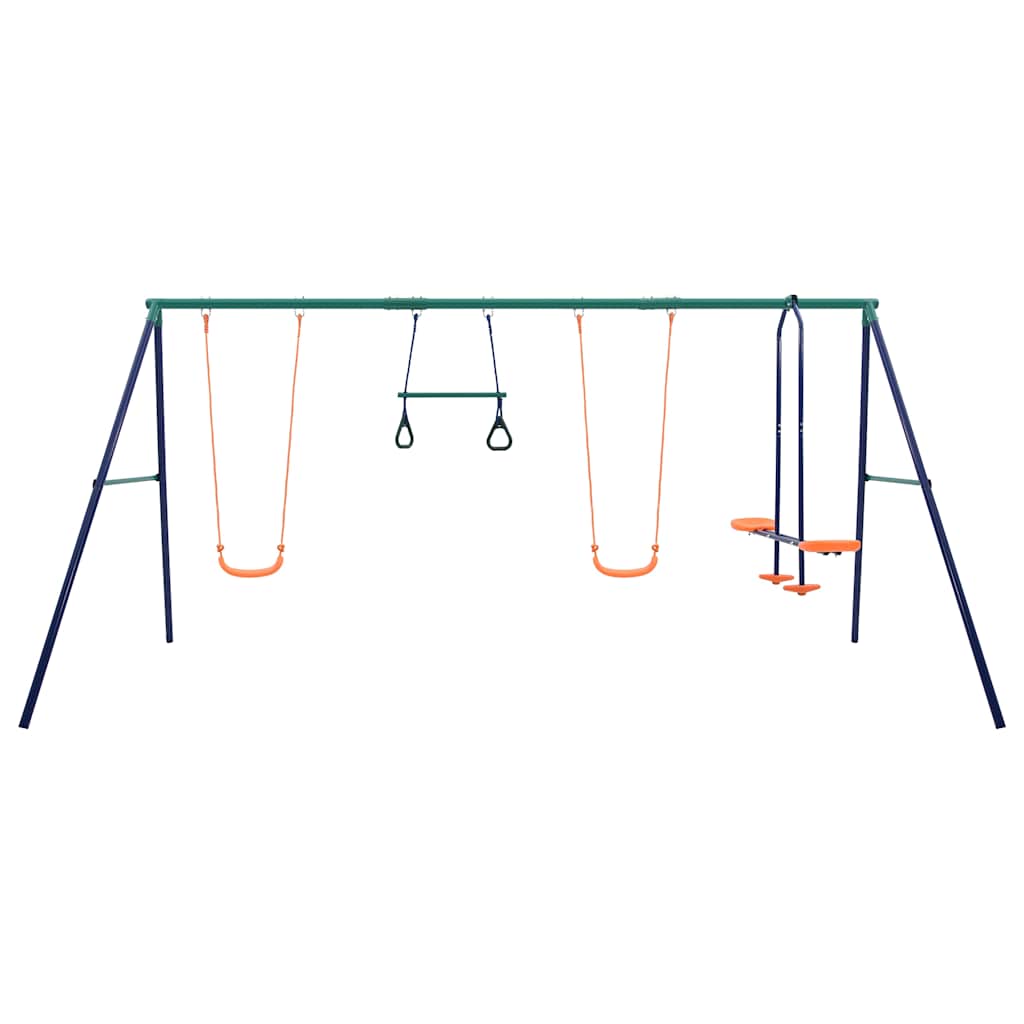 92315 vidaXL Swing Set with Gymnastic Rings and 4 Seats Steel