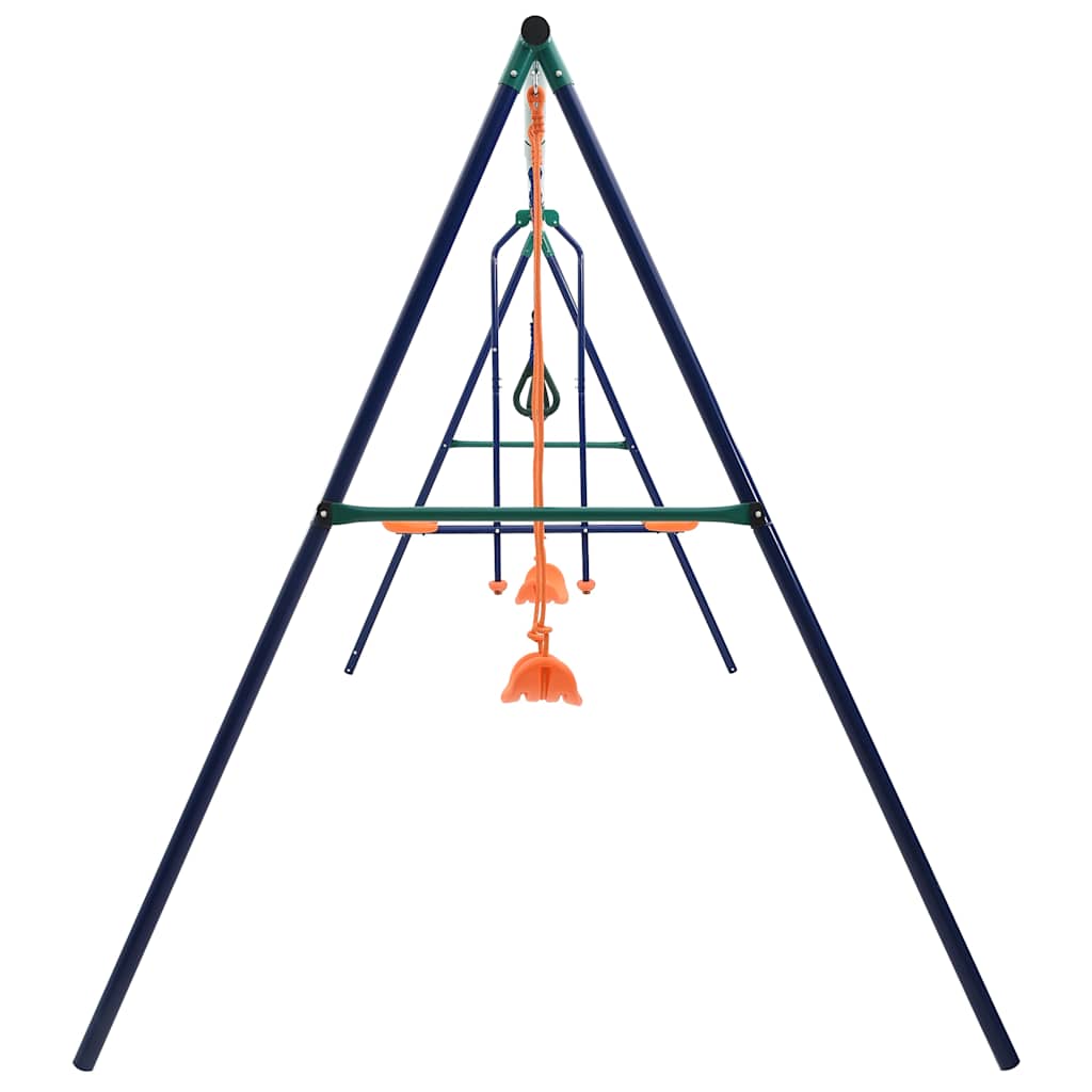 92315 vidaXL Swing Set with Gymnastic Rings and 4 Seats Steel