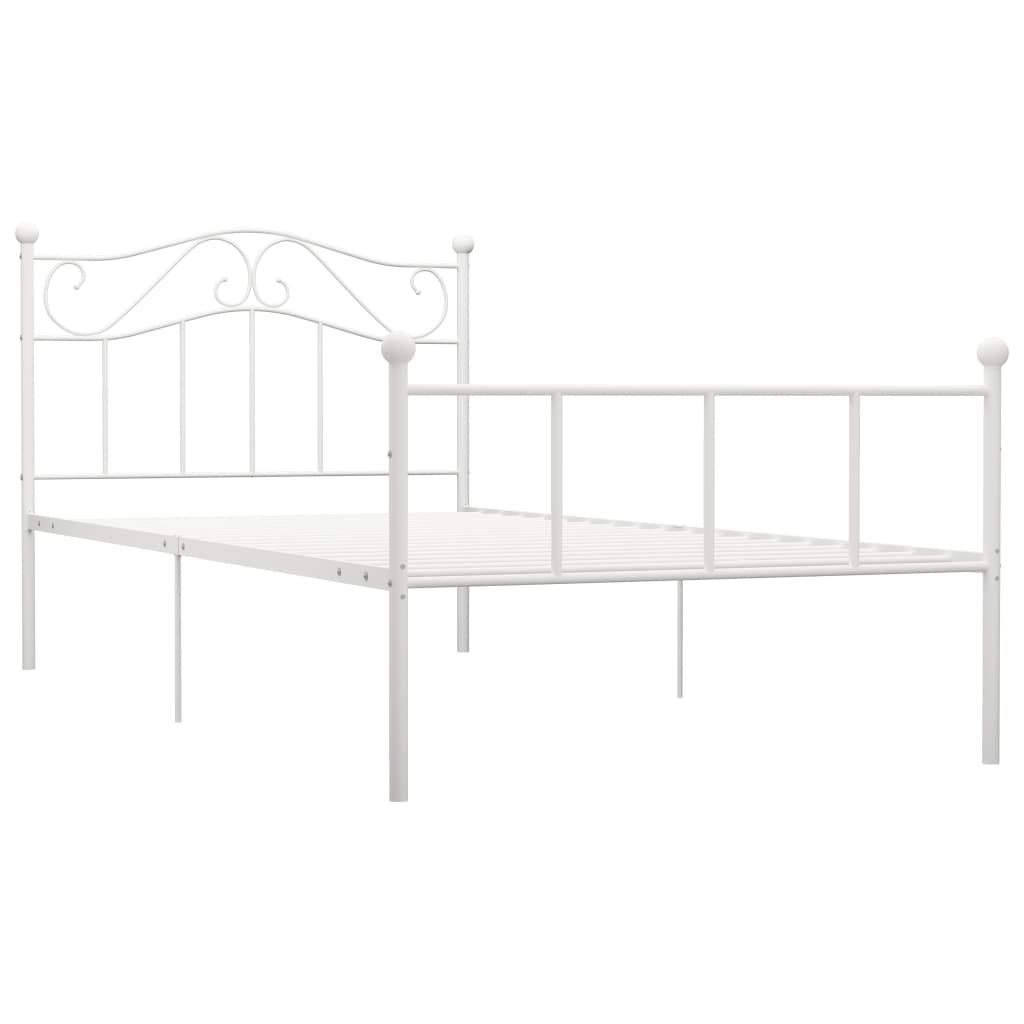 284516 vidaXL Bed Frame without Mattress White Metal 90x200 cm