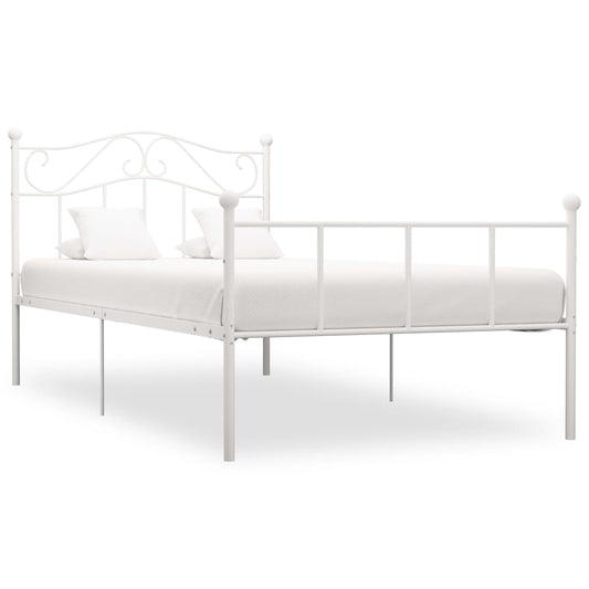 284517 vidaXL Bed Frame without Mattress White Metal 100x200 cm