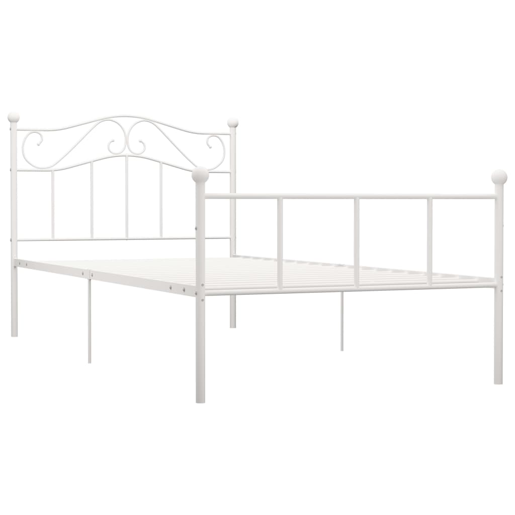 284517 vidaXL Bed Frame without Mattress White Metal 100x200 cm