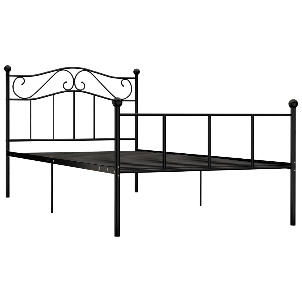 284524 vidaXL Bed Frame without Mattress Black Metal 100x200 cm