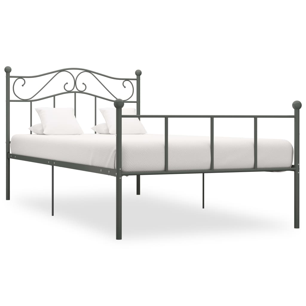 284530 vidaXL Bed Frame without Mattress Grey Metal 90x200 cm