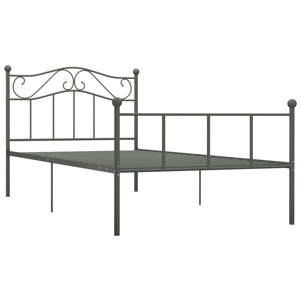 284530 vidaXL Bed Frame without Mattress Grey Metal 90x200 cm