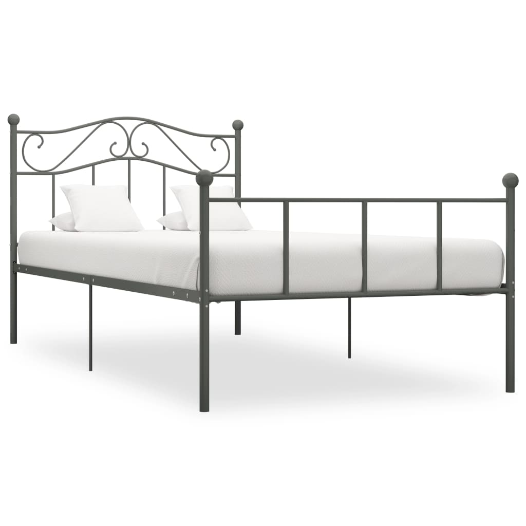 Bed Frame | Grey | Metal | Single | Durable | Bed Frame | Rectangular