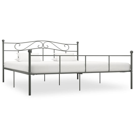 284535 vidaXL Bed Frame without Mattress Grey Metal 180x200 cm Super King